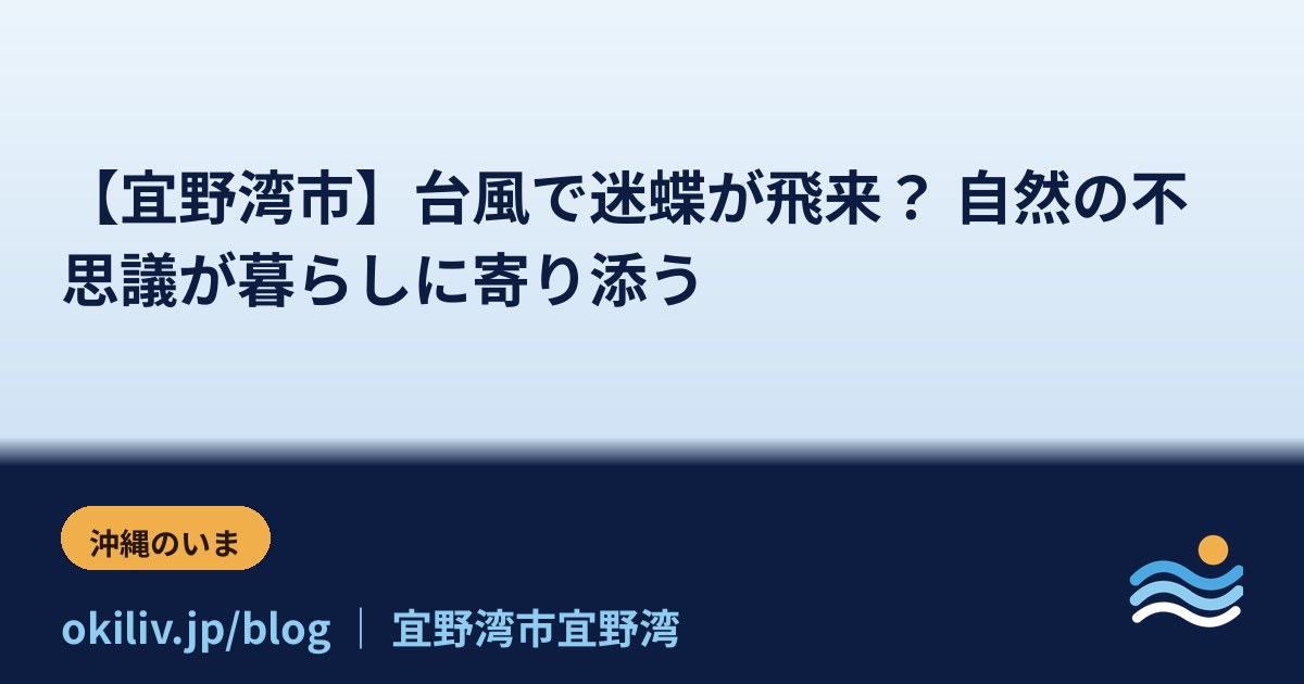 【宜野湾市】台風で迷蝶が飛来？ 自然の不思議が暮らしに寄り添う